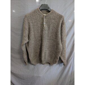 Vintage REI Sweater Men's M 100% Pure Wool Chunky Knit 3 Button Medium Rare